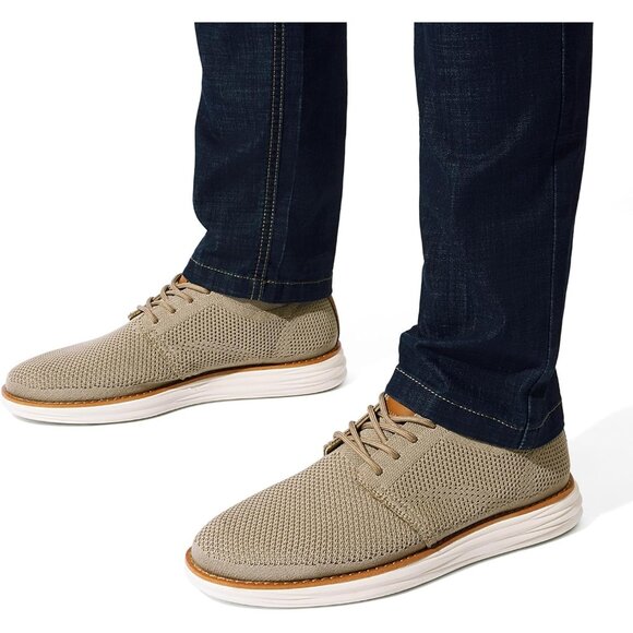 ⚡Bruno Marc Men Khaki Knit Flex Mesh Oxfords Lace-Up Lightweight Casual Sneakers - Picture 2 of 7